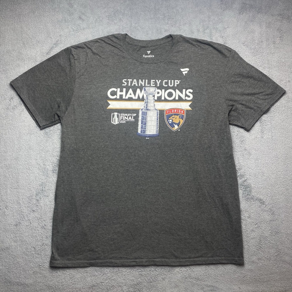 NHL Florida Panthers T-shirt 2024 Stanley Cup Champions Mens 2XL Gray Tee